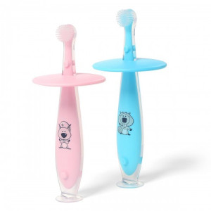 Зубная щетка BabyOno, с ограничителем, массажная, 6м+